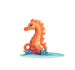 Vector illustration of cartoon seahorse isolated on white background
