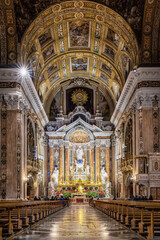 Obraz premium Baroque church of Gesu Nuovo. Inside and details of the Baroque church of Gesu Nuovo (Chiesa del Gesu Nuovo) in Naples, italy.