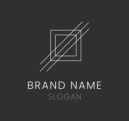 Vector design of a minimalistic logo with space for the brand name against a dark background