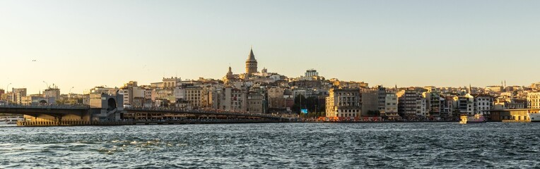 Fototapeta na wymiar Panoramic view of the sea and the city of Istanbul, Turkey.