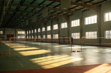 Interior of an old sports hall of a school
