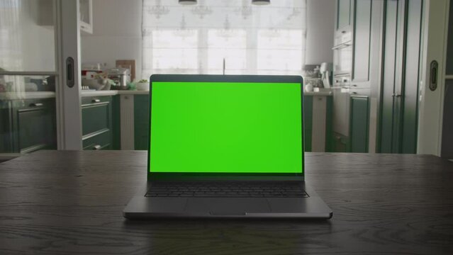Fast Zoom Out from Laptop with Green Screen