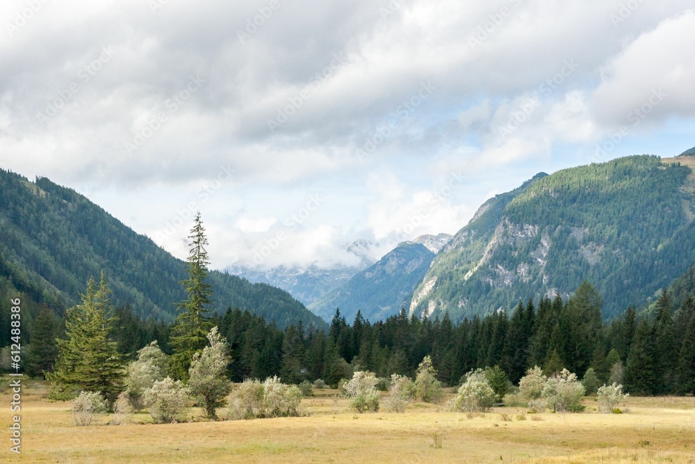 Canvas Prints Landscape in Salzburg with mountains and white clouds in the background, Austria