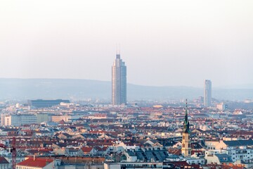 Fototapeta na wymiar Vienna cityscape with a view of Millennium Tower