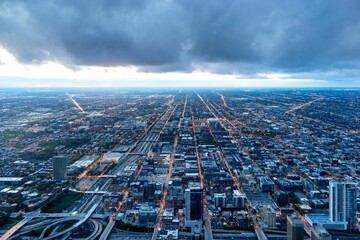 Street grid in Chicago, United States.