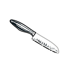 Color sketch of a knife with transparent background