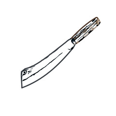 Color sketch of a knife with transparent background