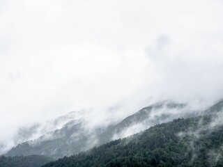 Fototapeta na wymiar Misty Mountains in Sapareva Banya, Bulgaria.