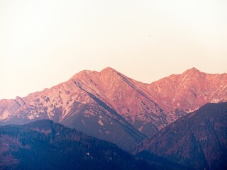 Scenic view of the Tatra Mountains near Liptovsky Mikulas, Slovakia.