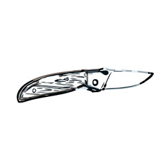 Color sketch of a knife with transparent background