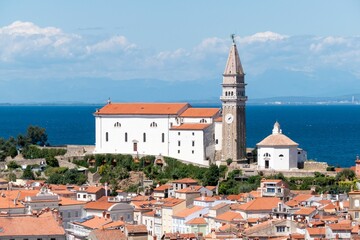 Beautiful shot of St. George's Parish Church in Piran, Slovenia