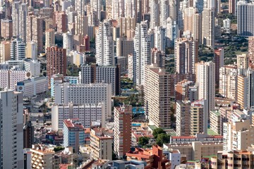 Cityscape of Benidorm with modern high-rise buildings, Spain