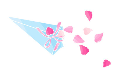 bag with rose petals for the wedding ceremony