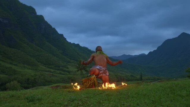 Epic Samoan Fire Knife Dance In Hawaii Valley
