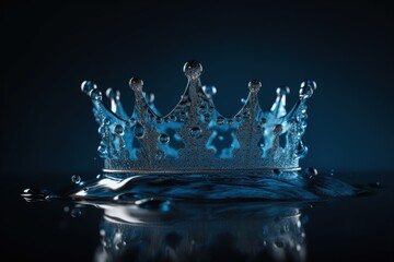 a blue crown sitting on top of a table, generative AI