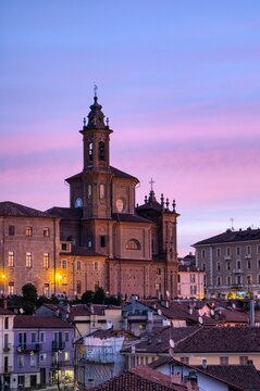 Church of Red Bricks during a beautiful sunset in Fossano Italy