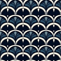 Fototapeta na wymiar navy blue scalloped design on a white background pattern