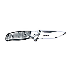 Color sketch of a knife with transparent background