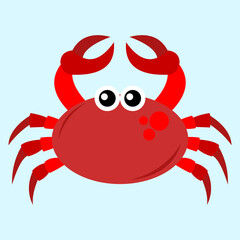 Vector of a cute crab isolated on a blue background