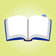 Minimalistic poster of an open book isolated on a yellow background