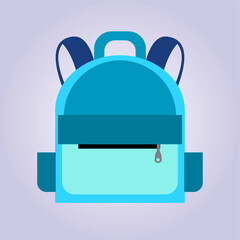 Minimalistic poster of a school bag isolated on a purple background