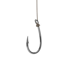 sharp chrome hook strung in a line