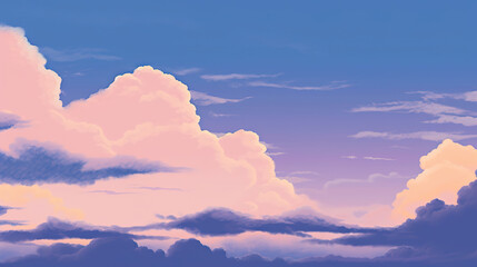 a beautiful anime illustration of calm and relaxful clouds, ai generated image