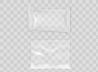Realistic Transparent Empty Plastic Food Packaging Template Set. EPS10 Vector