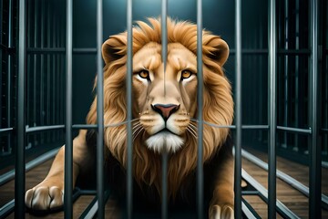 lion in the cage