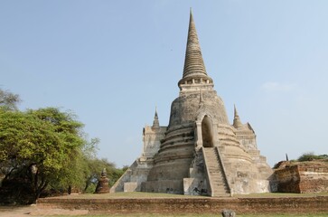 Fototapeta premium Famous, ancient chedi of Phra Sri Sanphet temple at the Ayutthaya Historical Park in Thailand