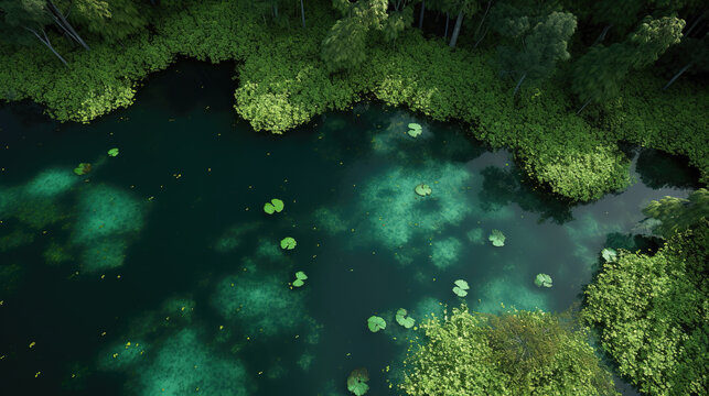 a realistic river wallpaper in the forest, ai generated image