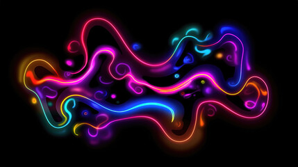 simple neon lights wavs made out of fluid, artwork, ai generated image