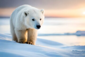 polar bear cub in snow