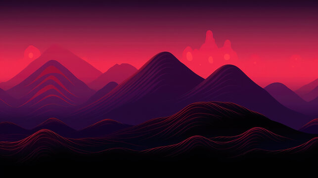 a cool modern mountain wallpaper in a cartoon design, ai generated image