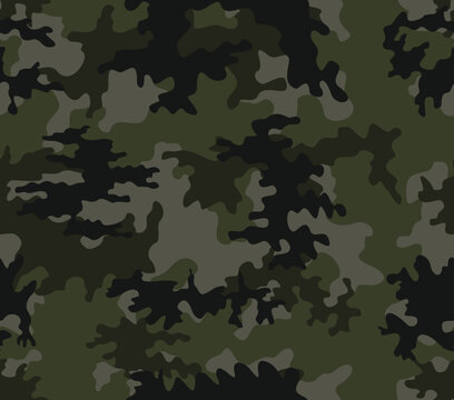 
Seamless camouflage vector forest texture disguise, khaki background, military pattern on textile