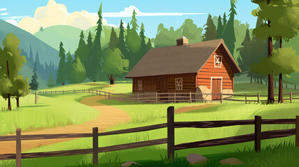 Obraz na płótnie Canvas a beautiful little farmer house, anime artwork, ai generated image