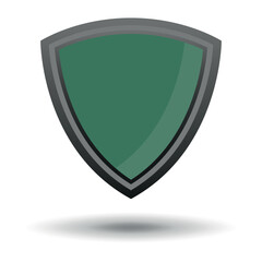 Green shield with a frame. Vector on white background