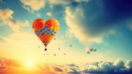 Fototapeta premium a big fire baloon in the shape of a heart, ai generated image