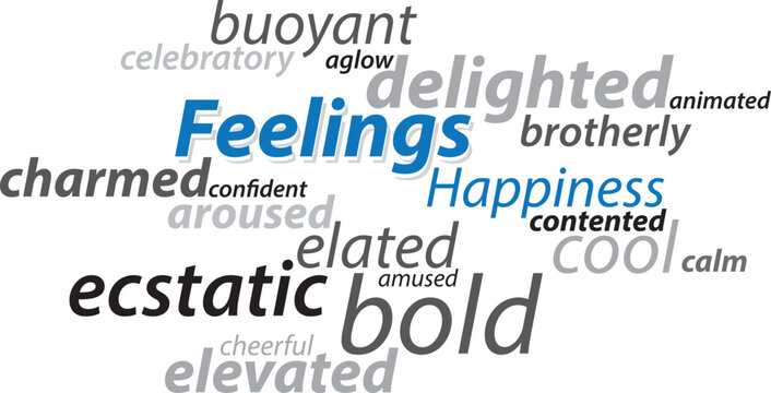 Feeling Happiness vector lettering words synonyms graphic concept vector illustration