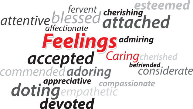Feeling Caring vector lettering words synonyms graphic concept vector illustration
