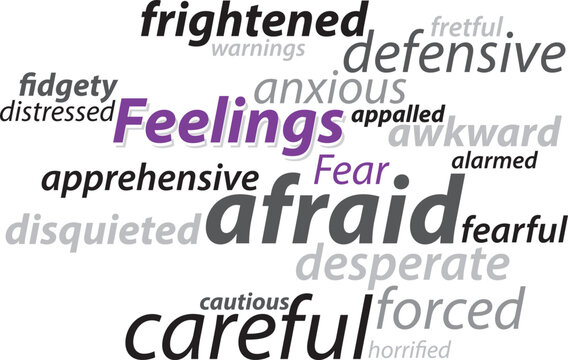 Feeling Fear vector lettering words synonyms graphic concept vector illustration