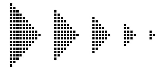 Set of arrow-shaped squares icon. Vector