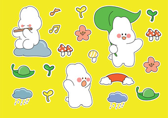 vector collection of cute cartoon animals on a yellow background