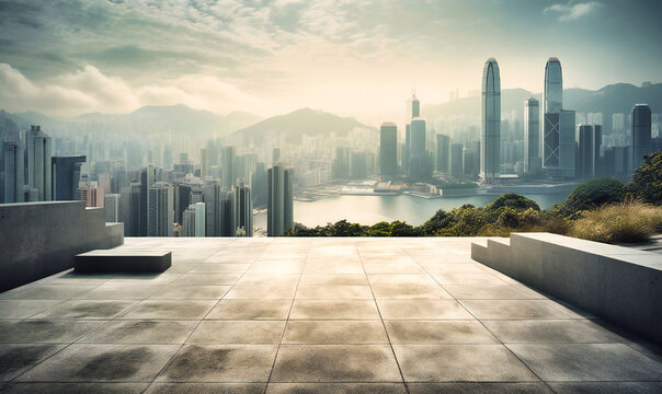 A View Of The Hong Kong Skyline In The Spring