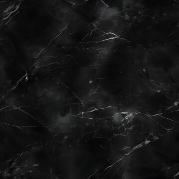 Honed black marble stone texture, subtle white vein, tileable repeatable artwork for use in visuals and graphic design, ai generative