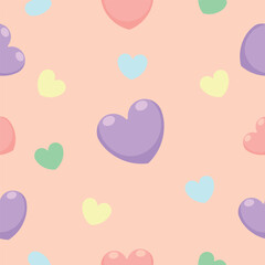Colorful hearts on pink background. Pattern for design