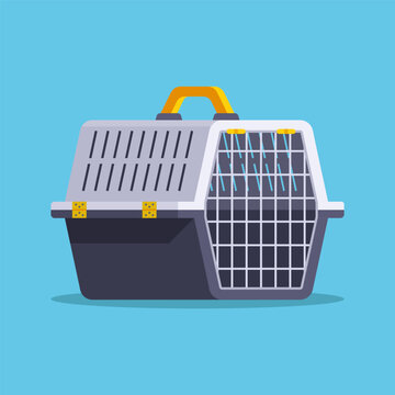 plastic carrier for small animals. flat vector illustration.