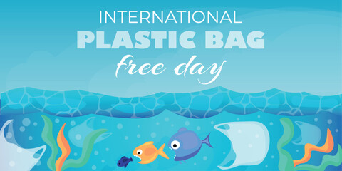 Fototapeta na wymiar Banner for International Plastic Bag Free Day