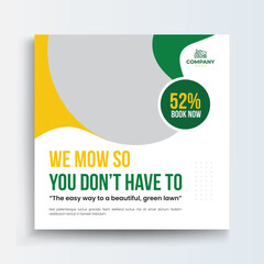 Lawn garden or landscaping social media post and web banner template design, Company social media post web banner template, Promotion Post and Story Social Media Template design, 