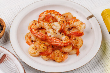 Grilled shrimps on plate